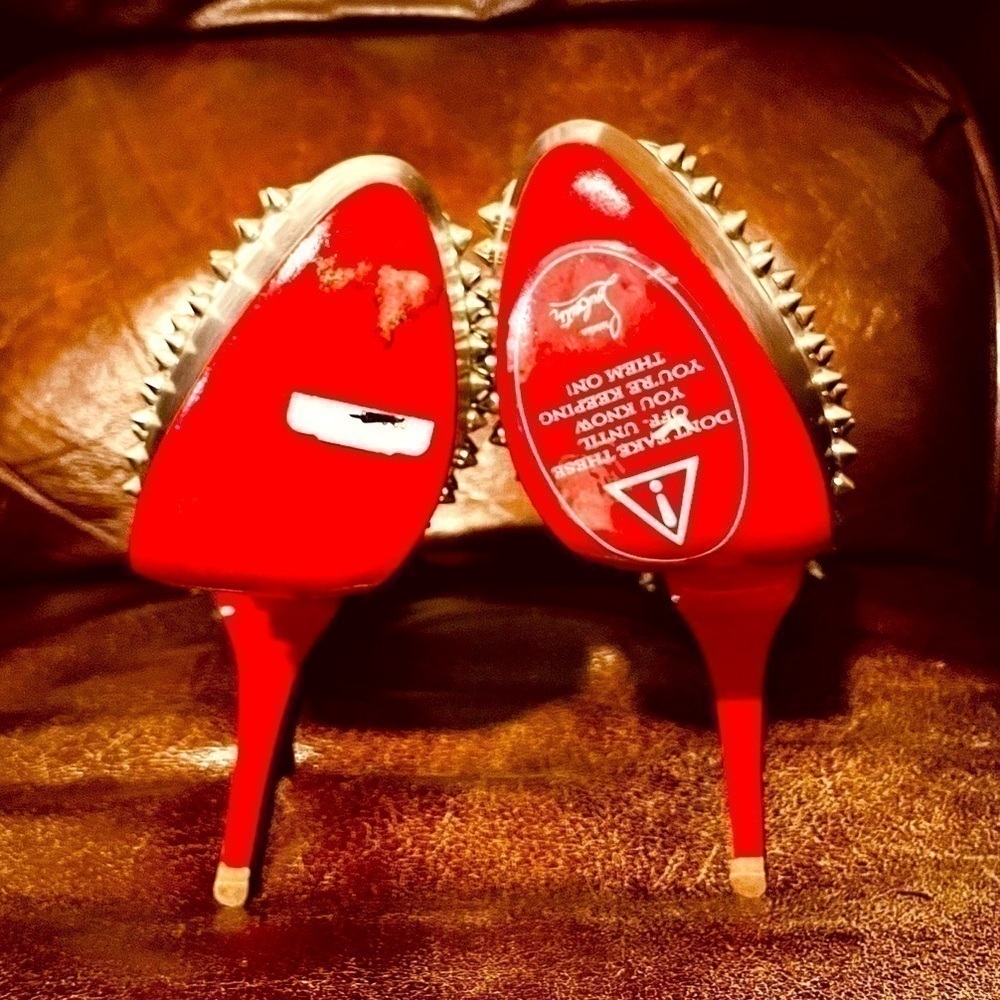 100% Authentic Christian Louboutin “Specchio” Lady Peep spikes. EU 38.5 140mm - Picture 6 of 8